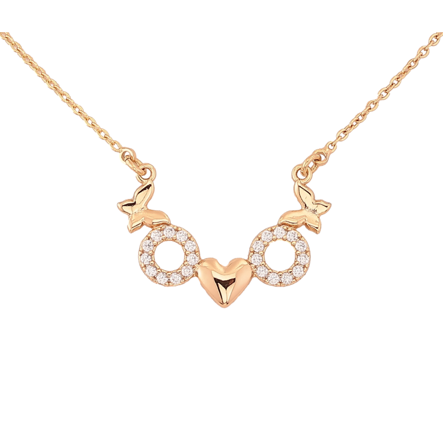 Кулон на цепочке Xuping цвет Позолота 18К "Бабочки с кристальными колечками" длина 43-45см х 1.5мм фото №1