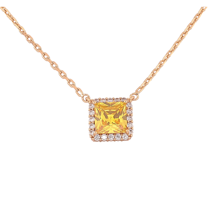 Кулон на цепочке Xuping цвет Позолота 18К "Желтый кристалл в обрамлении" длина 40-45см х 2мм фото №1