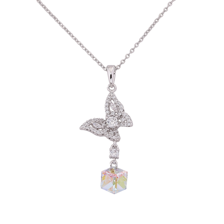 Кулон на ланцюжку Xuping колір Родій з кр-ми Swarovski "Метелик з кристальним кубиком Shimmer" довжина 44-49см х 1мм фото №9 Кулон на ланцюжку Xuping колір Родій з кр-ми Swarovski "Метелик з кристальним кубиком Shimmer" довжина 44-49см х 1мм фото №9