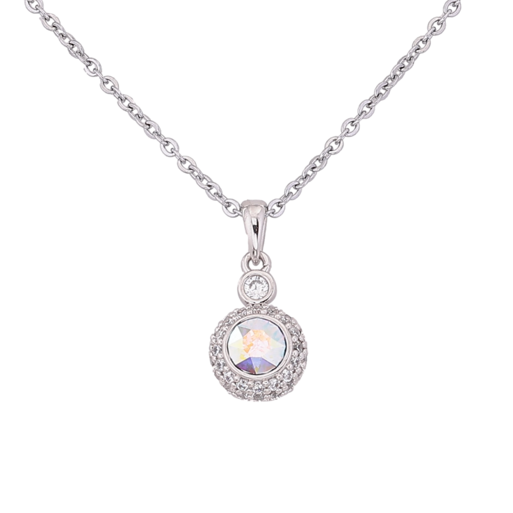 Кулон на ланцюжку Xuping колір Родій з кр-ми Swarovski "Кристал AB в обрамленні" довжина 41-46см х 1.5мм фото №13 Кулон на ланцюжку Xuping колір Родій з кр-ми Swarovski "Кристал AB в обрамленні" довжина 41-46см х 1.5мм фото №13
