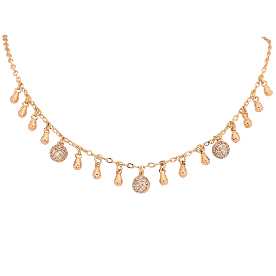 Кольє Xuping колір Позолота 18К "Кристальні підвіски" довжина 42-45см х 2мм фото №1