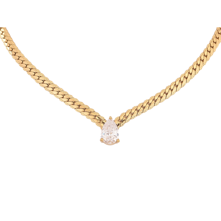 Підвіска на ланцюжку Нержавіюча сталь "Кристальна крапелька" довжина 41-46см х 4мм фото №17