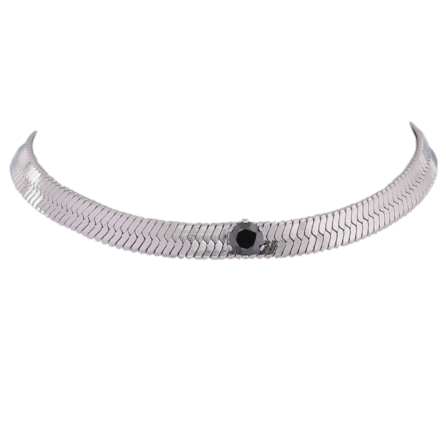 Подвеска на цепочке Нержавеющая сталь "Цепочка с черным кристаллом" длина 36-41см х 5мм фото №1 Подвеска на цепочке Нержавеющая сталь "Цепочка с черным кристаллом" длина 36-41см х 5мм фото №1