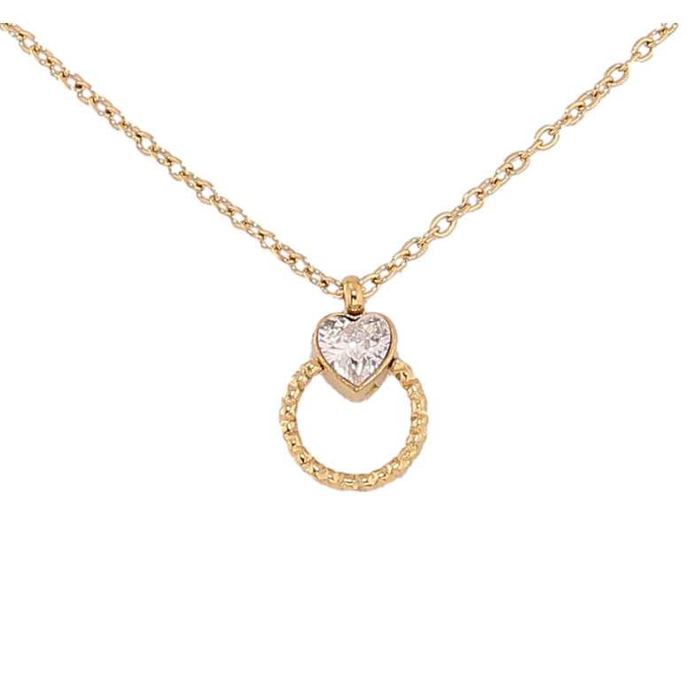 Подвеска на цепочке Xuping ТТМ Stainless Steel цвет 14К "Кристальное сердечко с колечком" длина 40-45см х 1мм фото №1 Подвеска на цепочке Xuping ТТМ Stainless Steel цвет 14К "Кристальное сердечко с колечком" длина 40-45см х 1мм фото №1