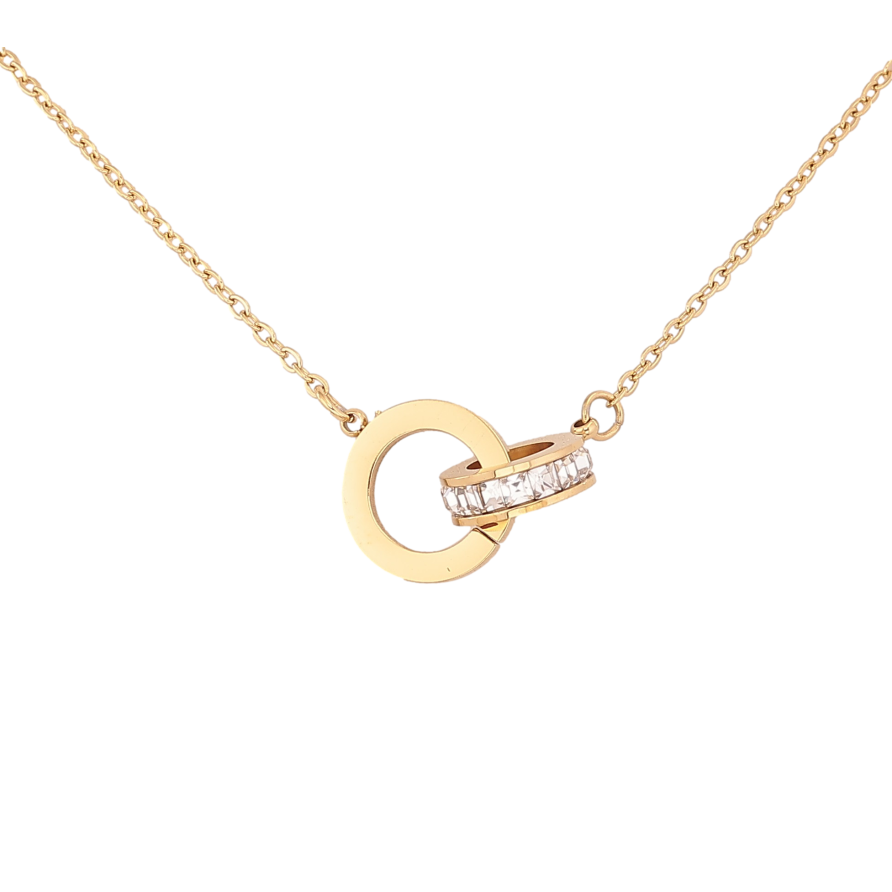 Підвіска на ланцюжку Xuping ТТМ Stainless Steel колір 14К "Кільця" довжина 43-48см х 1.5мм фото №1