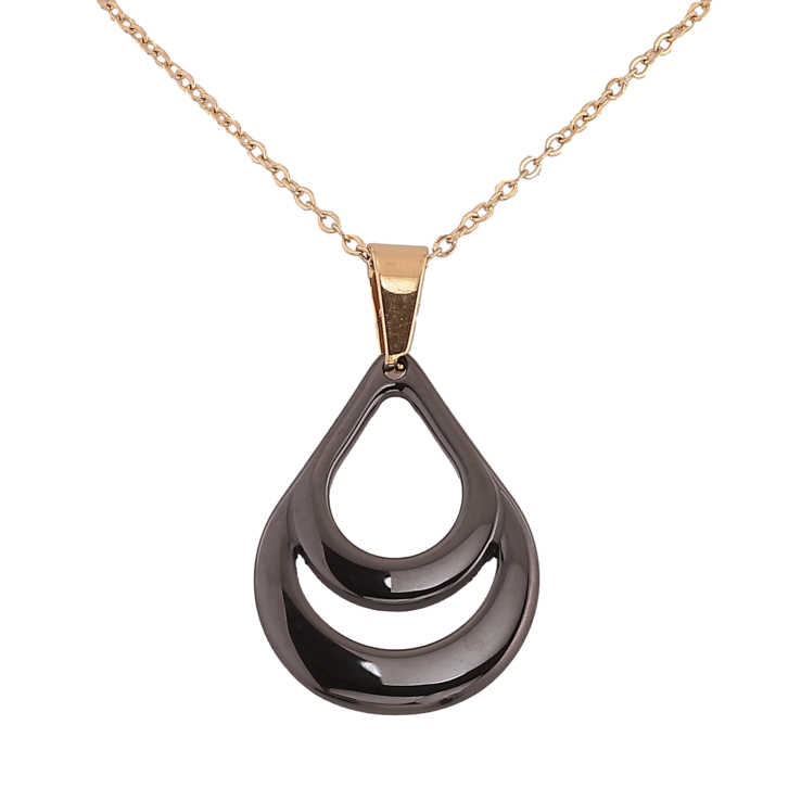 Підвіска на ланцюжку Xuping ТТМ Stainless Steel колір 14К "Крапелька з чорної кераміки" довжина 46-51см х 1.5мм фото №15 Підвіска на ланцюжку Xuping ТТМ Stainless Steel колір 14К "Крапелька з чорної кераміки" довжина 46-51см х 1.5мм фото №15