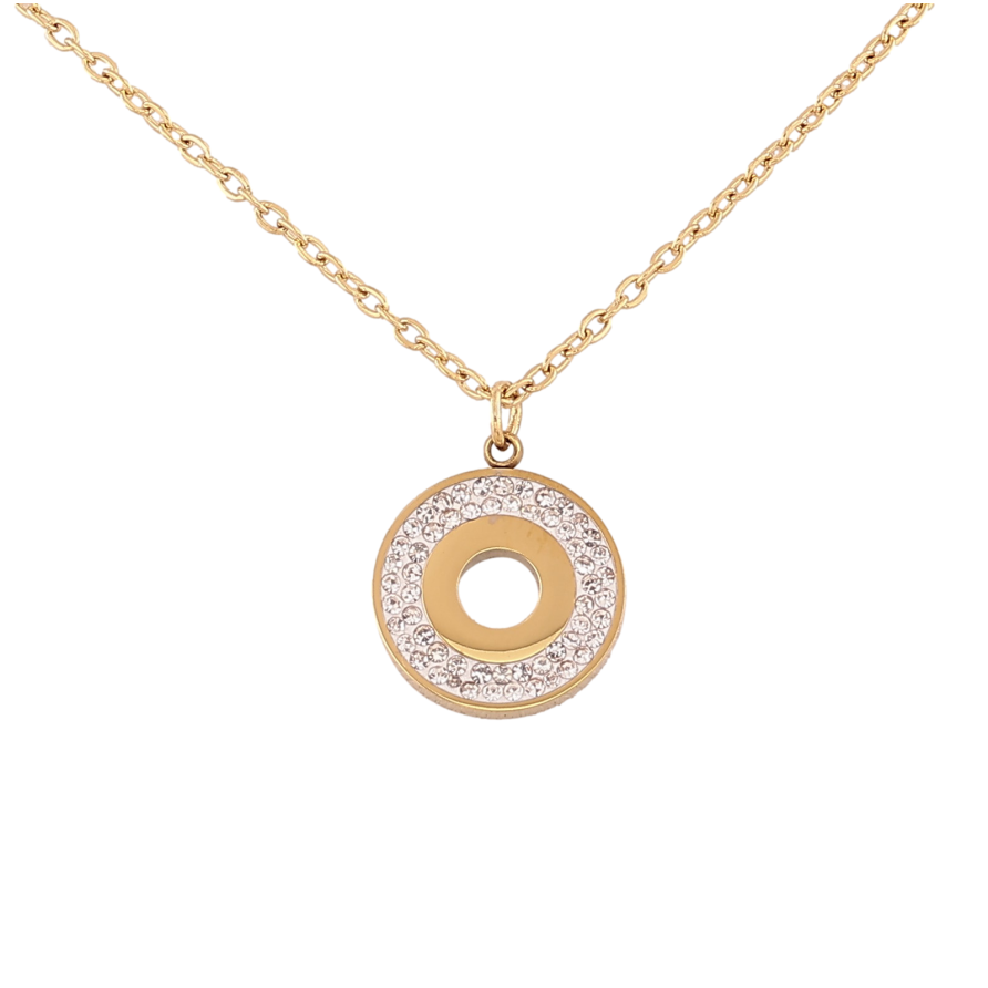 Підвіска на ланцюжку Xuping ТТМ Stainless Steel колір 14К "Кільце з кристалами" довжина 41-46см х 1.5мм фото №1