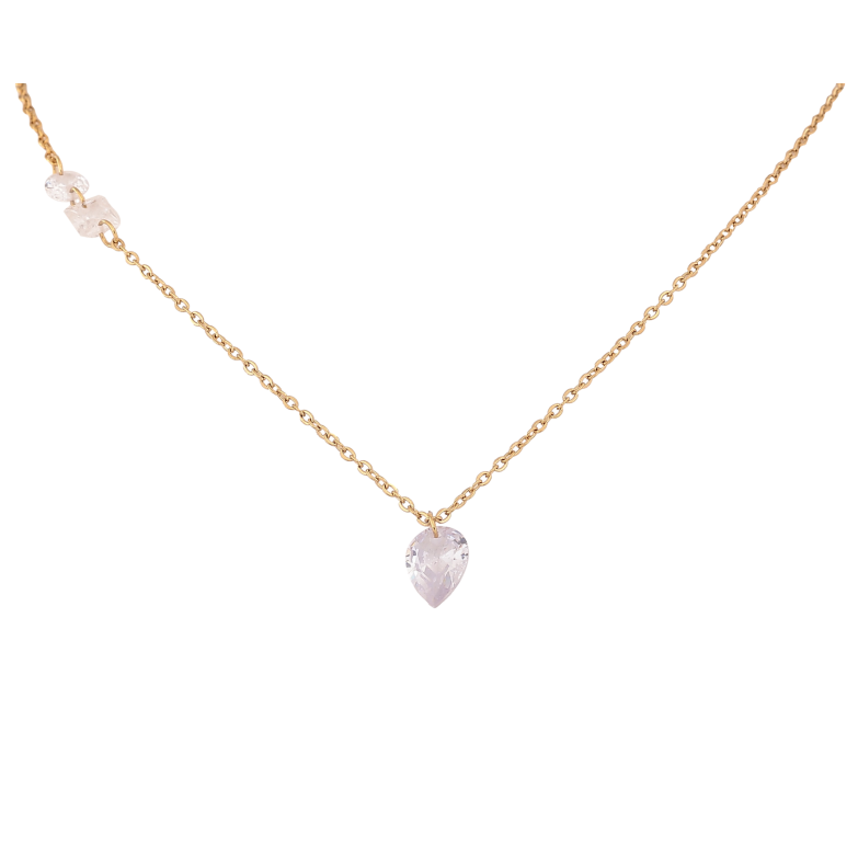 Подвеска на цепочке Xuping ТТМ Stainless Steel цвет 14К "Кристальная капелька" длина 46-51см х 1.5мм фото №1