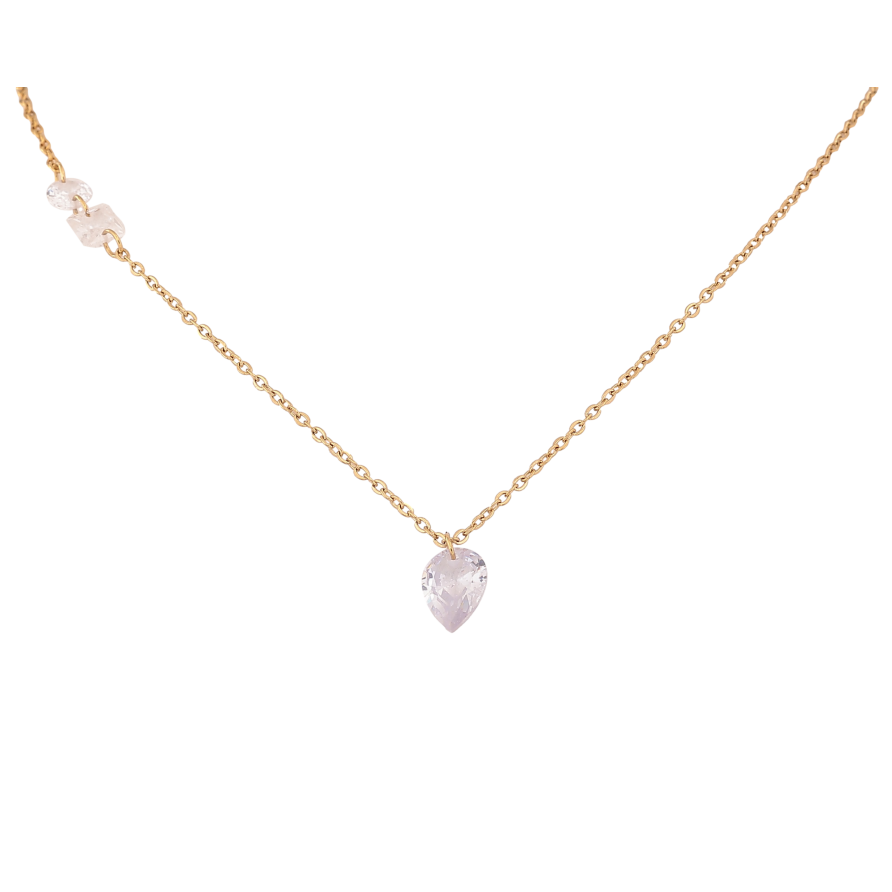 Підвіска на ланцюжку Xuping ТТМ Stainless Steel колір 14К "Кристальна крапелька" довжина 46-51см х 1.5мм фото №1