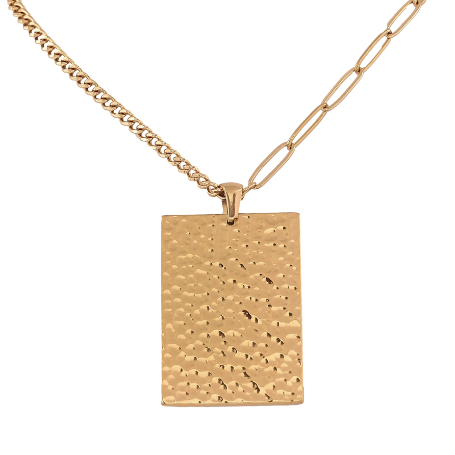 Підвіска на ланцюжку Xuping ТТМ Stainless Steel колір 14К "Прямокутна підвіска" довжина 40-45см х 3мм фото №1