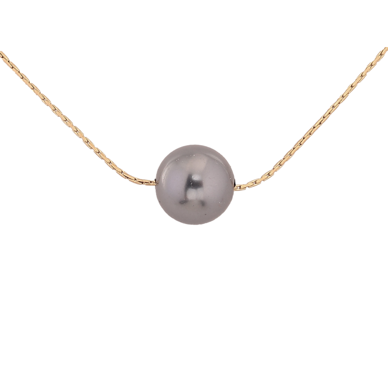 Подвеска на цепочке Xuping ТТМ Stainless Steel цвет 14К "Черная бусина, ø 12мм" длина 45-50см х 1мм фото №1