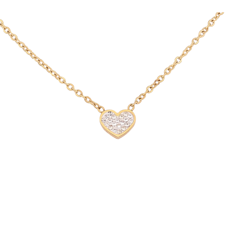 Підвіска на ланцюжку Xuping ТТМ Stainless Steel колір 14К "Серце з кристалами" довжина 38-42см х 1.5мм фото №1