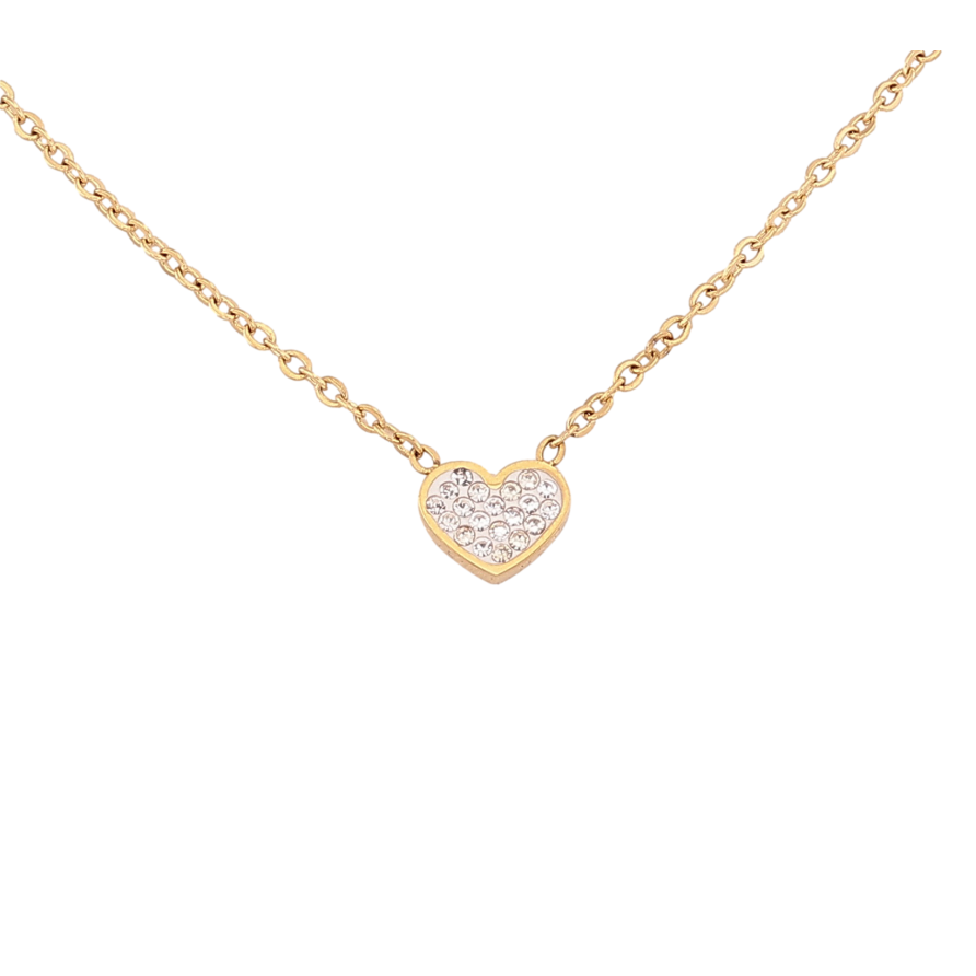 Підвіска на ланцюжку Xuping ТТМ Stainless Steel колір 14К "Серце з кристалами" довжина 38-42см х 1.5мм фото №1