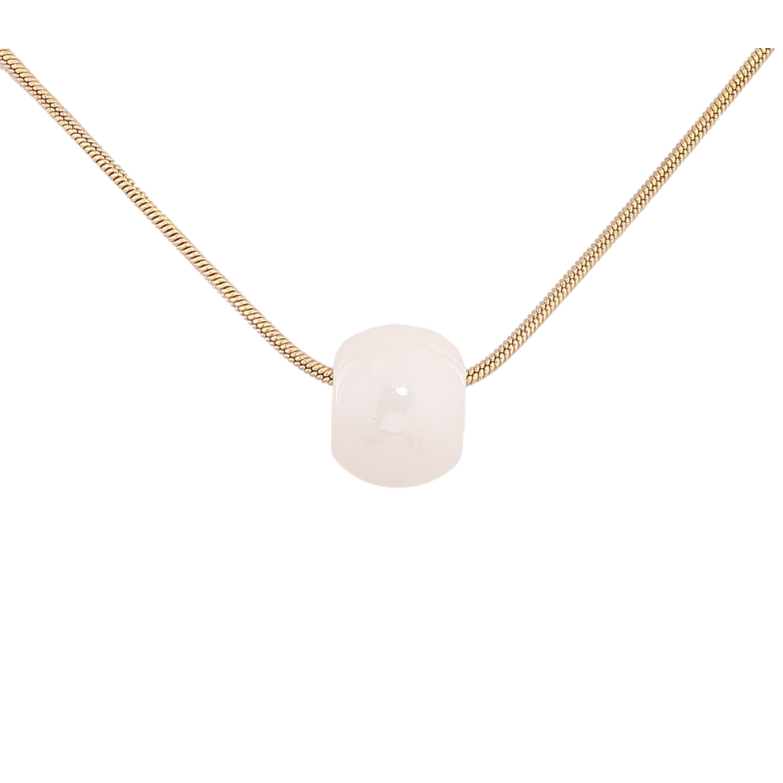 Подвеска на цепочке Xuping ТТМ Stainless Steel цвет 14К "Белая керамическая бусина" длина 45-50см х 1.5мм фото №1