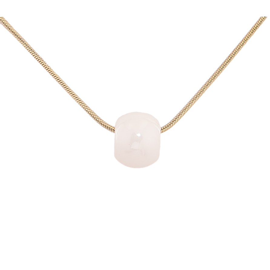 Подвеска на цепочке Xuping ТТМ Stainless Steel цвет 14К "Белая керамическая бусина" длина 45-50см х 1.5мм фото №1