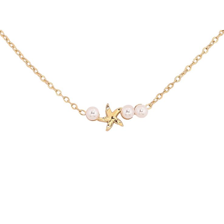 Підвіска на ланцюжку Xuping ТТМ Stainless Steel колір 14К "Морська зірка з перлинами" довжина 41-46см х 1мм фото №5 Підвіска на ланцюжку Xuping ТТМ Stainless Steel колір 14К "Морська зірка з перлинами" довжина 41-46см х 1мм фото №5