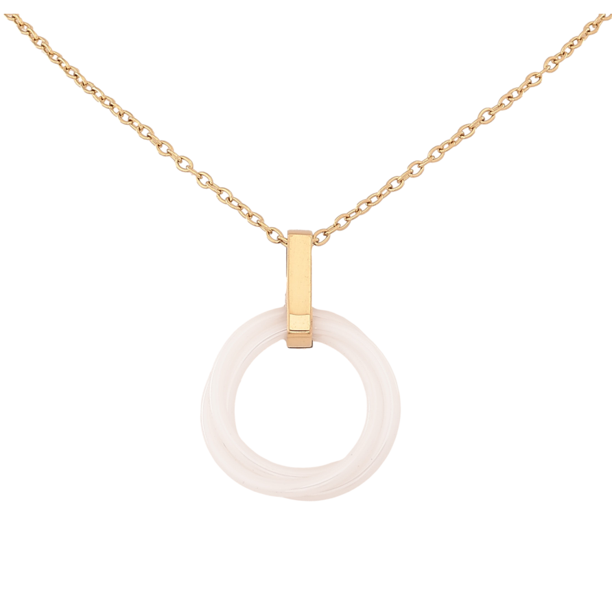 Подвеска на цепочке Xuping ТТМ Stainless Steel цвет 14К "Белое керамическое колечко" длина 45-50см х 1.5мм фото №1 Подвеска на цепочке Xuping ТТМ Stainless Steel цвет 14К "Белое керамическое колечко" длина 45-50см х 1.5мм фото №1