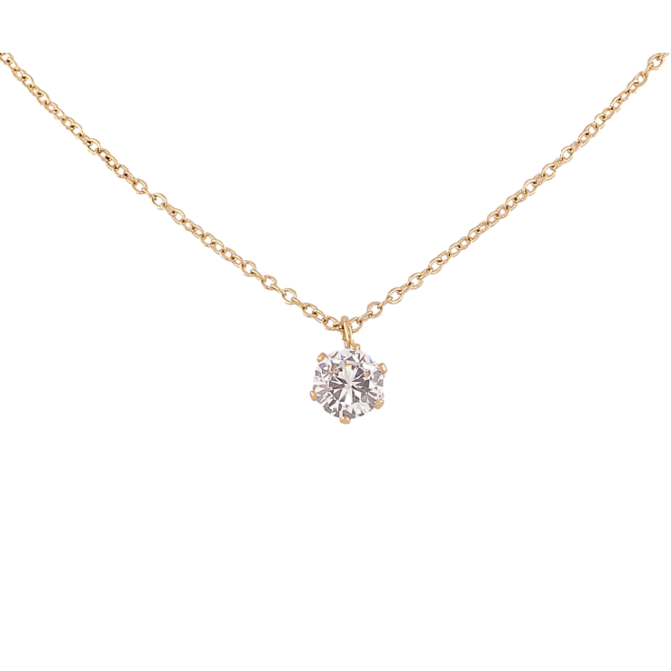 Підвіска на ланцюжку Xuping ТТМ Stainless Steel колір 14К "Кристал, ø 6мм" довжина 40-45см х 1мм фото №3