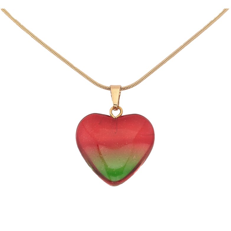 Подвеска на цепочке Xuping ТТМ Stainless Steel цвет 14К "Красно-зеленое сердечко" длина 45-50см х 1мм фото №1 Подвеска на цепочке Xuping ТТМ Stainless Steel цвет 14К "Красно-зеленое сердечко" длина 45-50см х 1мм фото №1