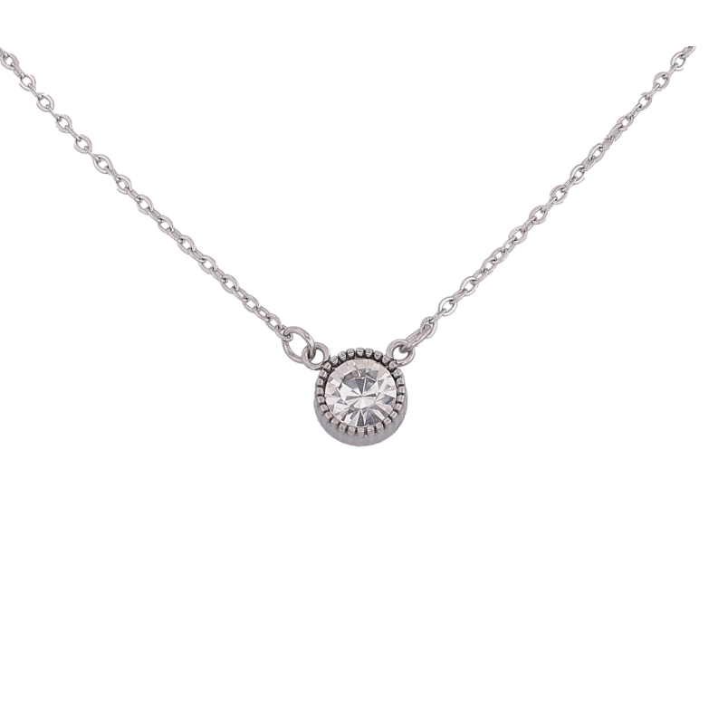 Підвіска на ланцюжку Xuping ТТМ Stainless Steel колір Родій "Кристал, ø 8мм" довжина 45-51см х 1.5мм фото №1