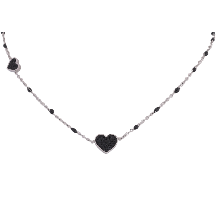 Підвіска на ланцюжку Xuping ТТМ Stainless Steel колір Родій "Сердечки з чорними кристалами" довжина 46-51см х 1.5мм фото №10