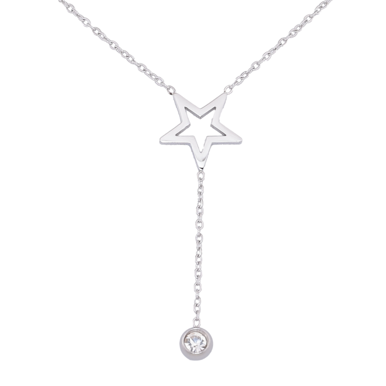 Подвеска на цепочке Xuping ТТМ Stainless Steel цвет Родий "Звезда с кристаллом" длина 45-50см х 1.5мм фото №2