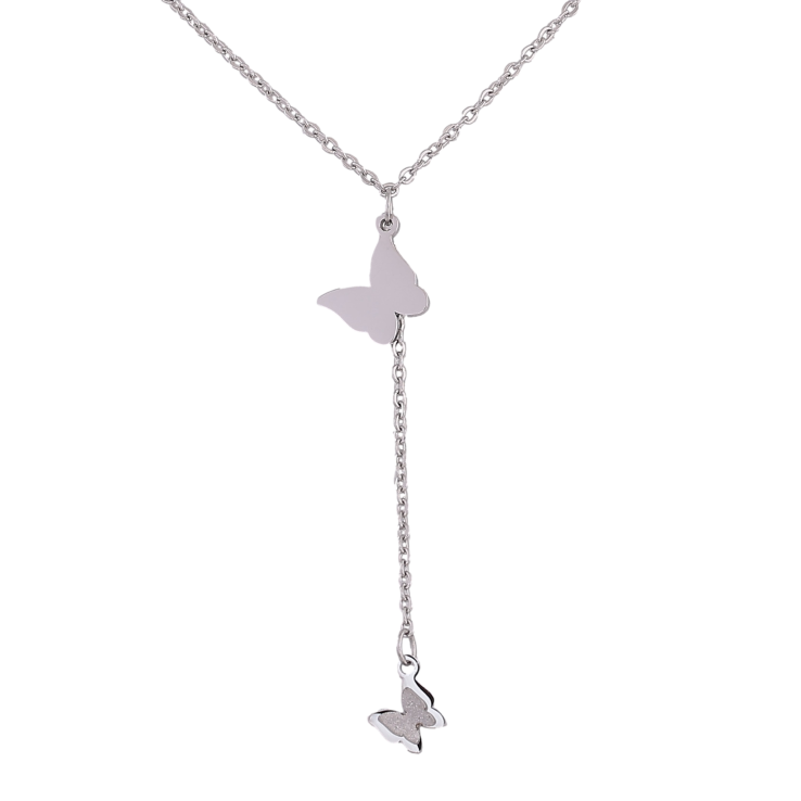 Підвіска на ланцюжку Xuping ТТМ Stainless Steel колір Родій "Метелики" довжина 45-50см х 1.5мм фото №5