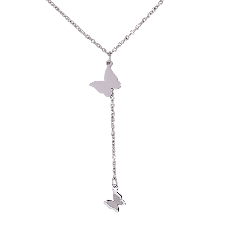 Підвіска на ланцюжку Xuping ТТМ Stainless Steel колір Родій "Метелики" довжина 45-50см х 1.5мм фото №1