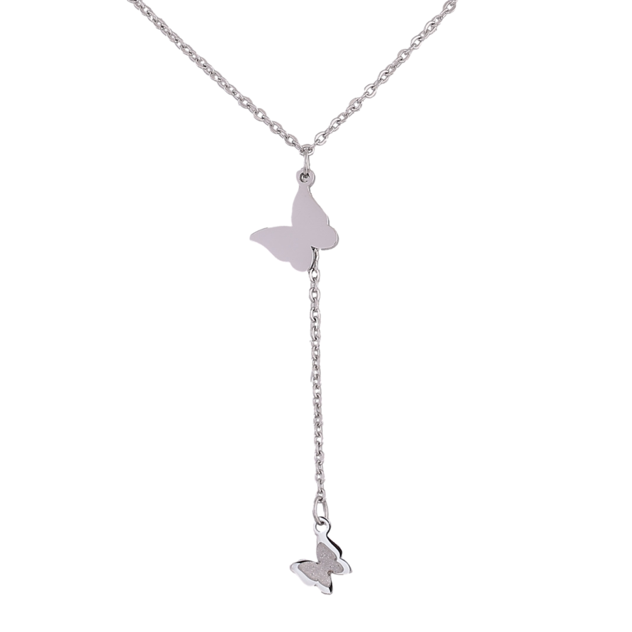 Підвіска на ланцюжку Xuping ТТМ Stainless Steel колір Родій "Метелики" довжина 45-50см х 1.5мм фото №1