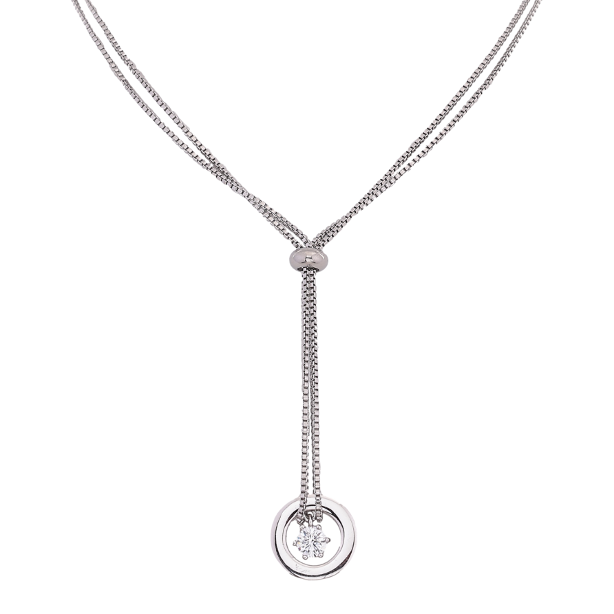 Підвіска на ланцюжку Xuping ТТМ Stainless Steel колір Родій "Кристал в кільці" довжина 40-45см х 2мм фото №1 Підвіска на ланцюжку Xuping ТТМ Stainless Steel колір Родій "Кристал в кільці" довжина 40-45см х 2мм фото №1