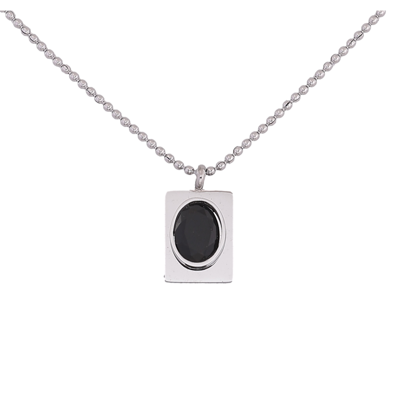 Подвеска на цепочке Xuping ТТМ Stainless Steel цвет Родий "Черный кристалл" длина 47-52см х 1мм фото №2 Подвеска на цепочке Xuping ТТМ Stainless Steel цвет Родий "Черный кристалл" длина 47-52см х 1мм фото №2