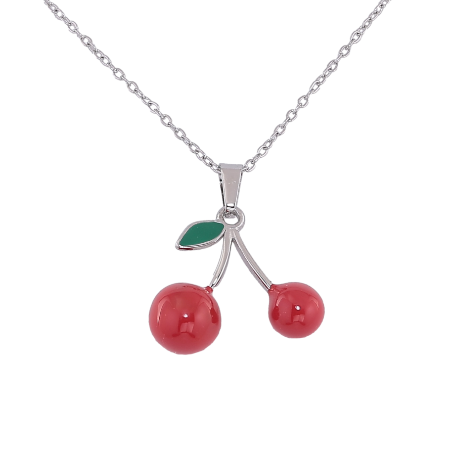 Підвіска на ланцюжку Xuping ТТМ Stainless Steel колір Родій "Вишеньки" довжина 45-50см х 1мм фото №1