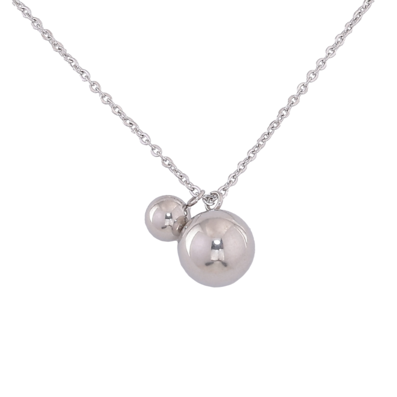 Підвіска на ланцюжку Xuping ТТМ Stainless Steel колір Родій "Дві кульки, ø 6мм та 10мм" довжина 45-50см х 1.5мм фото №1 Підвіска на ланцюжку Xuping ТТМ Stainless Steel колір Родій "Дві кульки, ø 6мм та 10мм" довжина 45-50см х 1.5мм фото №1