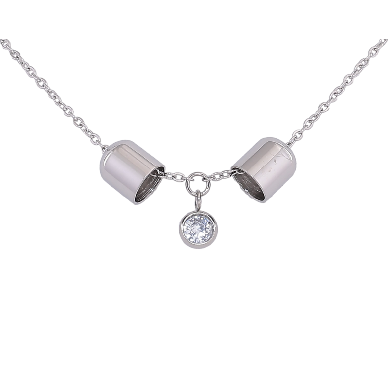 Підвіска на ланцюжку Xuping ТТМ Stainless Steel колір Родій "Підвіска з кристалом" довжина 47-51см х 1.5мм фото №1