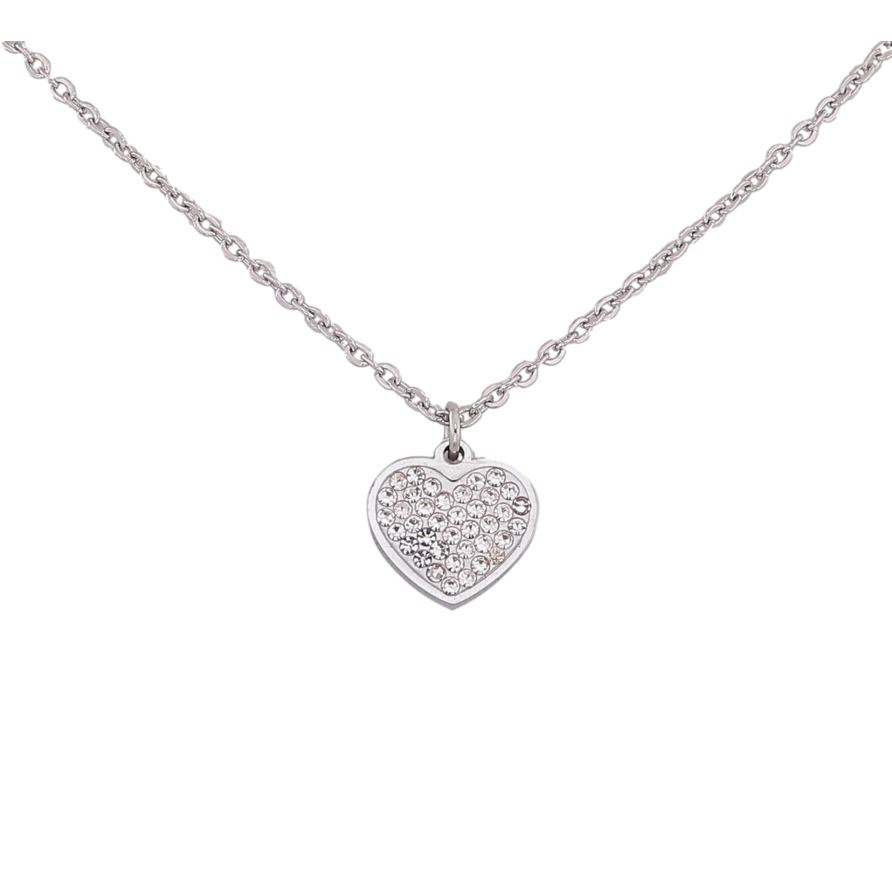 Підвіска на ланцюжку Xuping ТТМ Stainless Steel колір Родій "Серце з кристалами" довжина 40-45см х 1.5мм фото №1