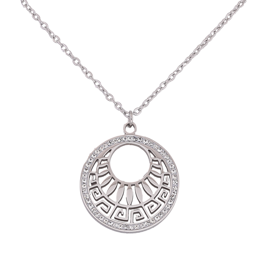 Підвіска на ланцюжку Xuping ТТМ Stainless Steel колір Родій "Візерунок з кристалами" довжина 46-51см х 1.5мм фото №1