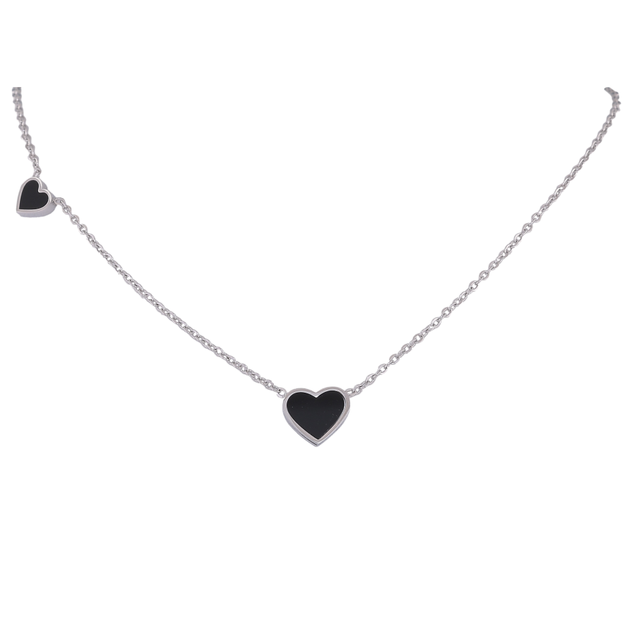 Підвіска на ланцюжку Xuping ТТМ Stainless Steel колір Родій "Сердечка" довжина 45-50см х 1.5мм фото №1