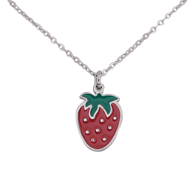 Підвіска на ланцюжку Xuping ТТМ Stainless Steel колір Родій "Полуничка" довжина 45-50см х 1мм фото №16