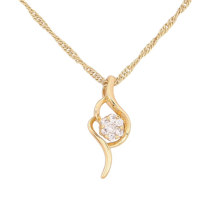 Подвеска на цепочке Xuping цвет Позолота 14K "Узор с кристаллами" длина 45см х 2мм фото №7