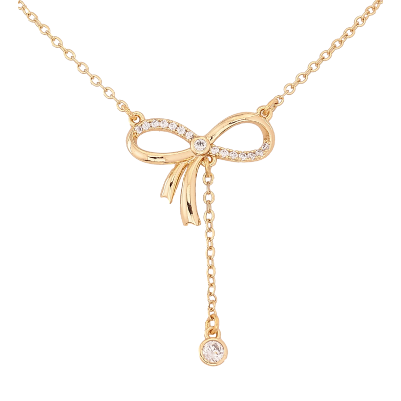 Подвеска на цепочке Xuping цвет Позолота 14K "Бант с кристаллами" длина 41-46см х 1.5мм фото №1