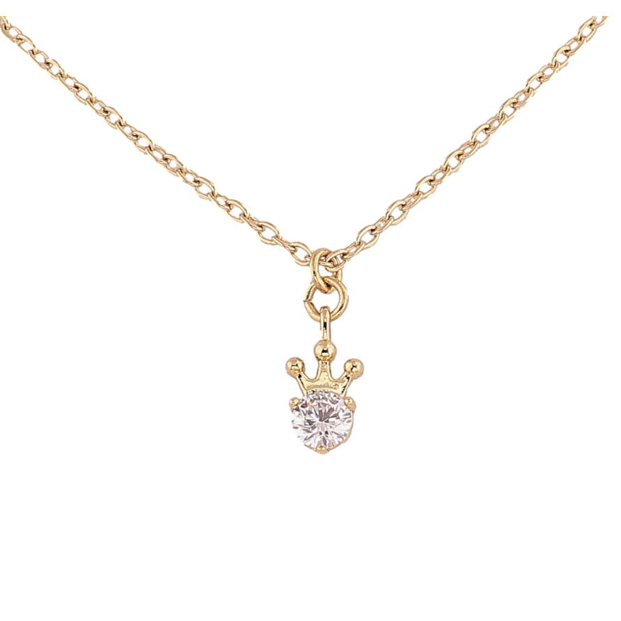 Подвеска на цепочке Xuping цвет Позолота 14K "Кристалл с короной" длина 45,5-50,5см х 1.5мм фото №1