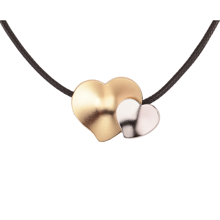 Підвіска на шнурі Xuping ТТМ Stainless Steel колір 14К+Родій "Сердечки" довжина 46-51см х 2мм фото №11 Підвіска на шнурі Xuping ТТМ Stainless Steel колір 14К+Родій "Сердечки" довжина 46-51см х 2мм фото №11