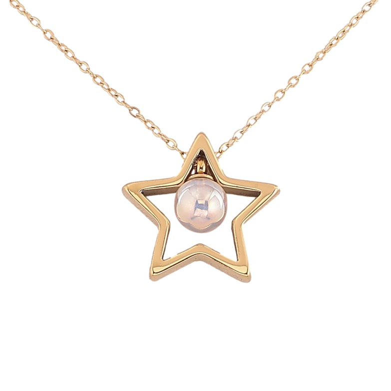 Подвески на цепочке Xuping ТТМ Stainless Steel цвет 14К "Звезда с жемчужиной" длина 41-44см х 1мм фото №1 Подвески на цепочке Xuping ТТМ Stainless Steel цвет 14К "Звезда с жемчужиной" длина 41-44см х 1мм фото №1