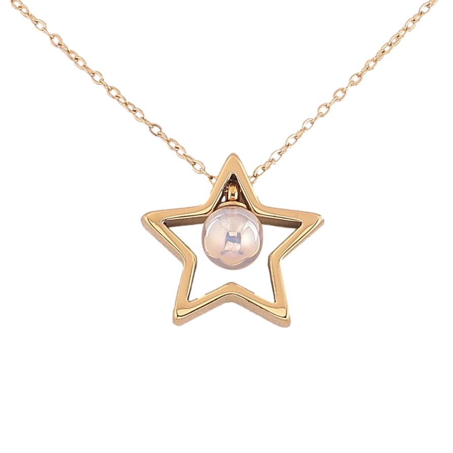 Підвіски на ланцюжку Xuping ТТМ Stainless Steel колір 14К "Зірка з перлиною" довжина 41-44см х 1мм фото №1 Підвіски на ланцюжку Xuping ТТМ Stainless Steel колір 14К "Зірка з перлиною" довжина 41-44см х 1мм фото №1