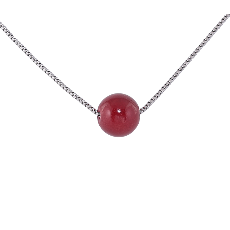 Підвіска на ланцюжку Xuping ТТМ Stainless Steel колір Родій "Червона намистина, ø 10мм" довжина 40-45см х 1мм фото №16
