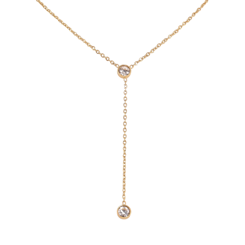 Підвіски на ланцюжку Xuping ТТМ Stainless Steel колір 14К "Кристали, ø 5мм" довжина 40-45см х 1.5мм фото №1