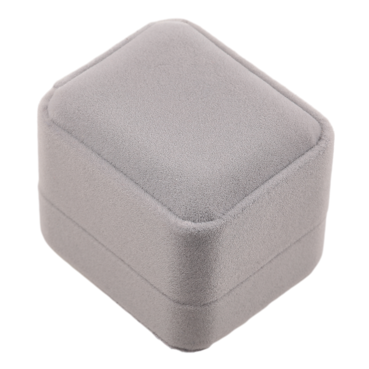 Подарункова коробка оксамитова сіра Під каблучку Розмір 5х6см h= 4см фото №2