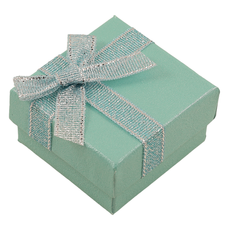 Подарочная коробка с бантом бирюзовая Под кольцо Размер 5х5см, h= 3см фото №4
