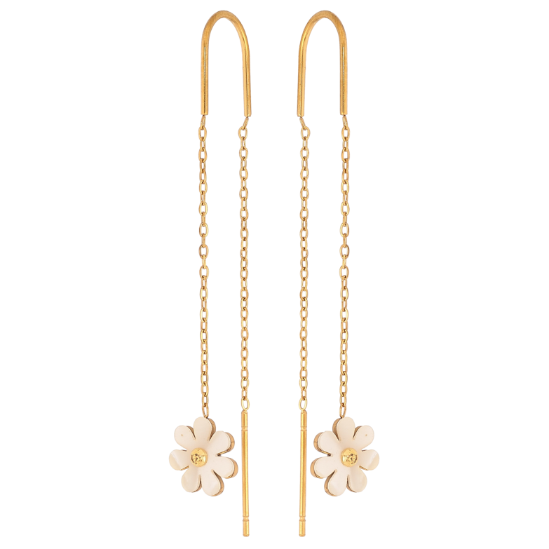 Серьги Нержавеющая сталь протяжки "Перламутровые цветочки" фото №1 Серьги Нержавеющая сталь протяжки "Перламутровые цветочки" фото №1