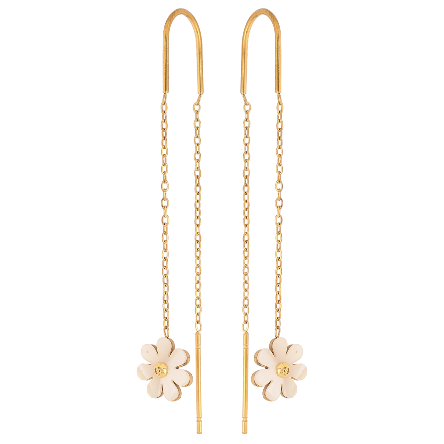 Серьги Нержавеющая сталь протяжки "Перламутровые цветочки" фото №1 Серьги Нержавеющая сталь протяжки "Перламутровые цветочки" фото №1